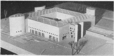 Музей палеонтологии. Перспектива, макет. Архитекторы В. Коган, В. Нагих, Ю. Платонов, Л. Яковенко; конструкторы Ф. Грошев, В. Никитин