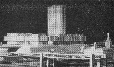 Президиум Академии наук СССР. Рабочий вариант. Макет. Архитекторы Ю. Платонов, А. Звездин, С. Захаров, А. Батырева, Е. Антонов; конструктор А. Левенштейн.